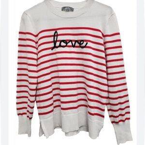Marked Red and White Striped Love Sweater size small